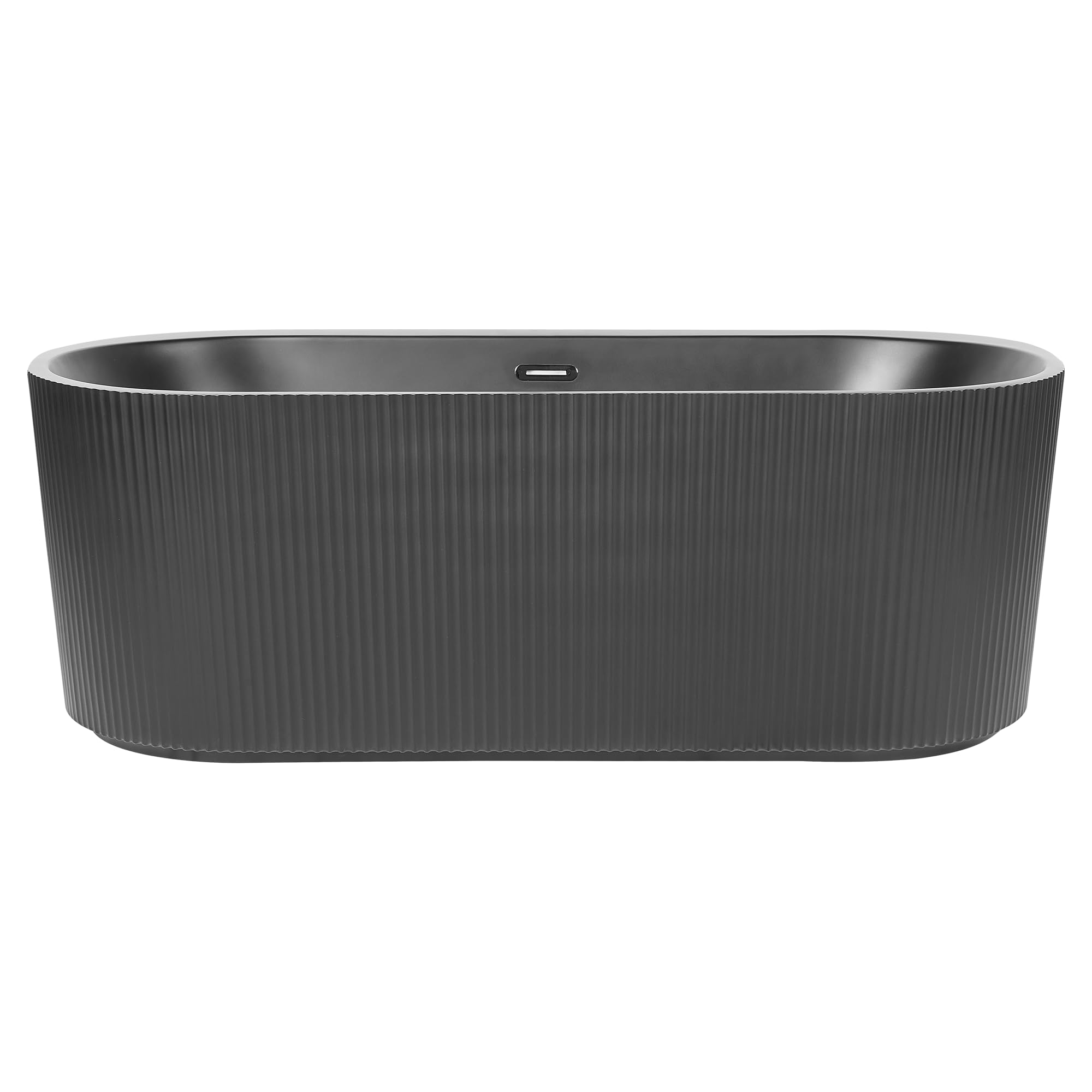 Vasca moderna freestanding ovale 170 x 80 cm Acrilico finitura scanalata Bagno Nero opaco