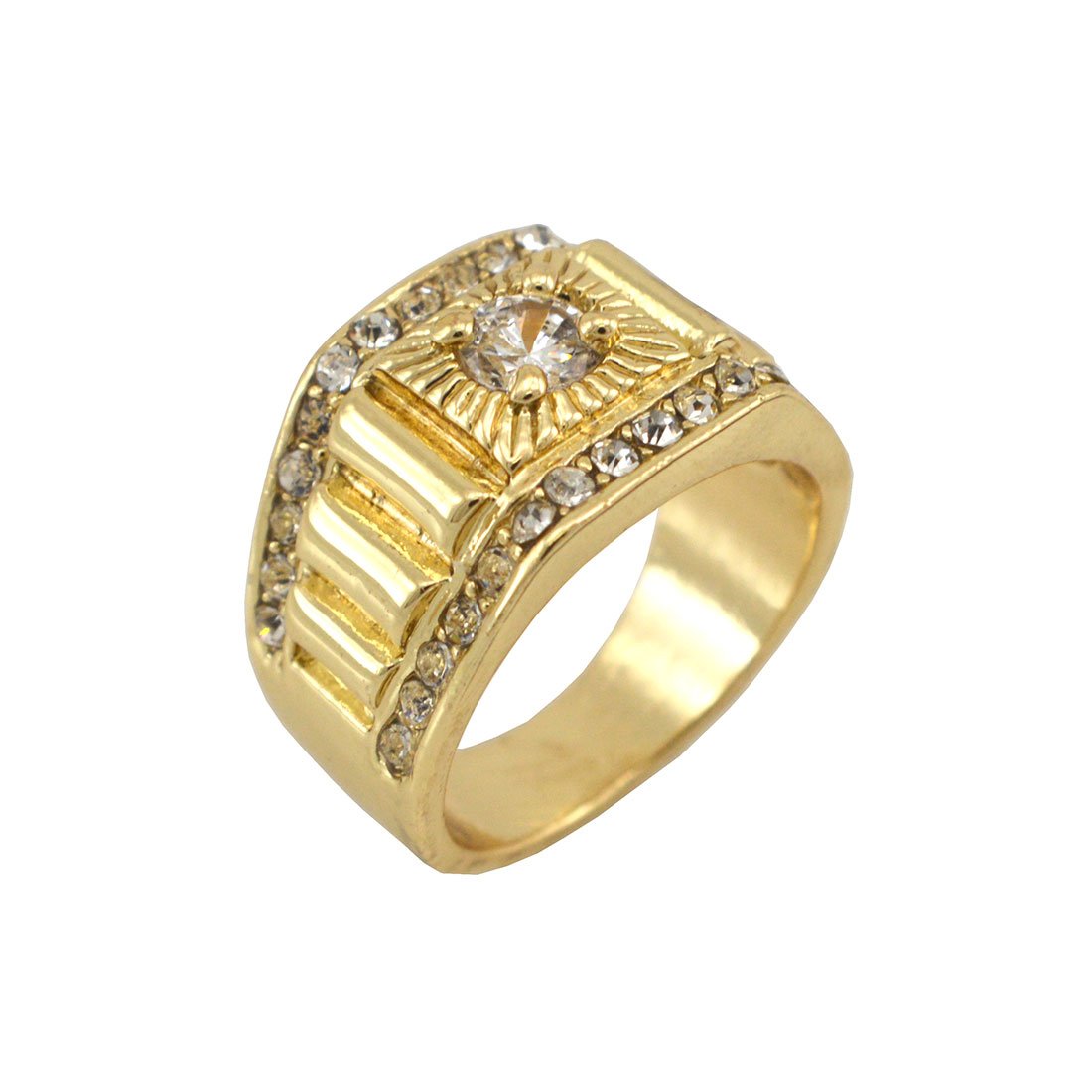 Hip-Hop Gold Tone Techmaster Men's Ring