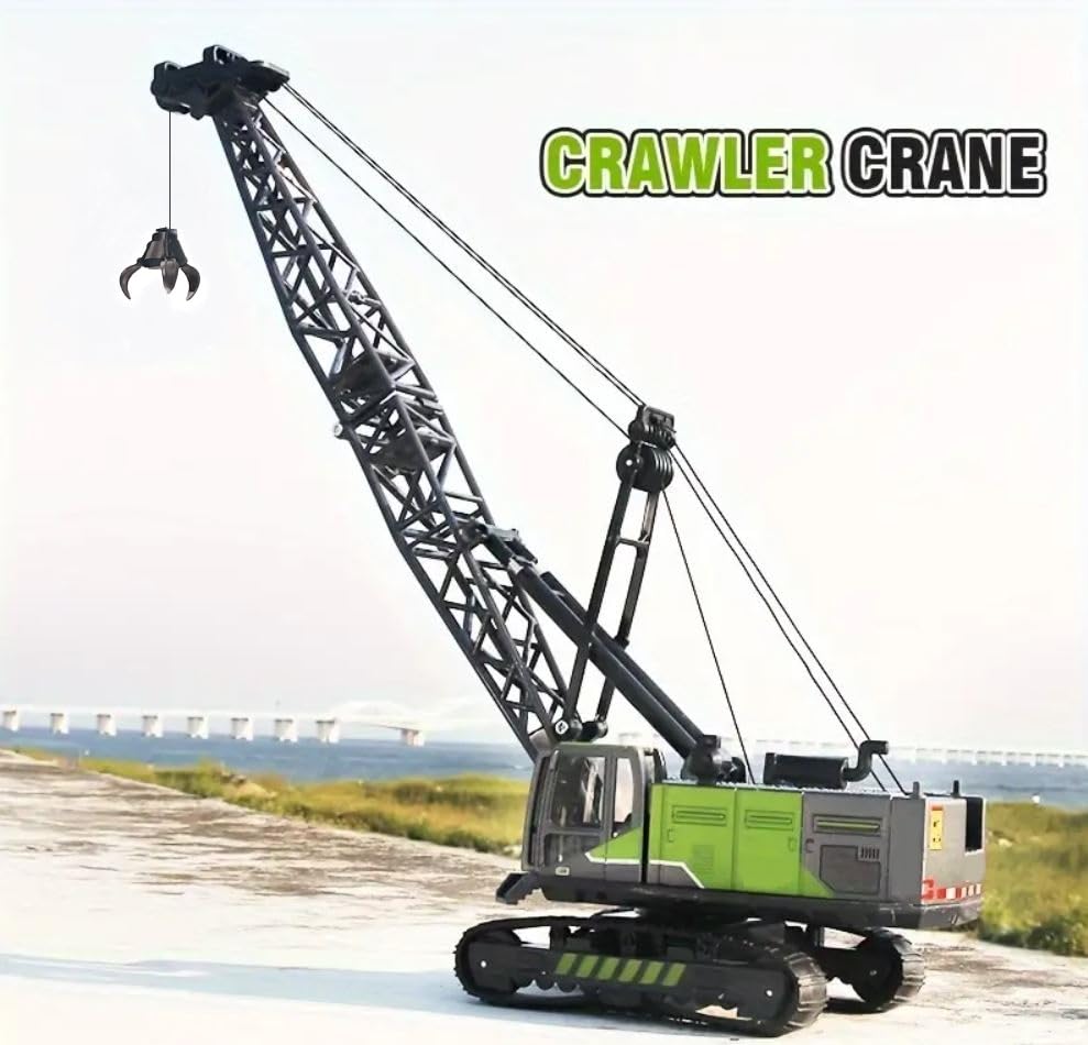 Image of 1:55 Simulation Diecast Alloy Tower Crane Model Toy Construction Engineering Vehicle Telescopic Arm Excavator Crawler Crane Model Car Toys for Kids