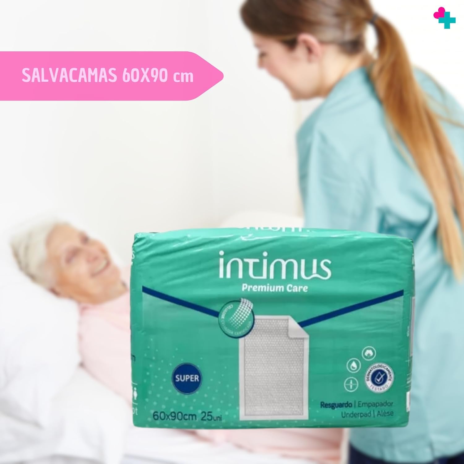 Salvacamas Desechables Intimus 60x90 cm 75 Unidades. Empapadores Absorción Super. Resguardos Bebé. Protector de Cama para Incontinencia. Empapadores Perros 60x90 cm. Empapadores Cama Adultos.