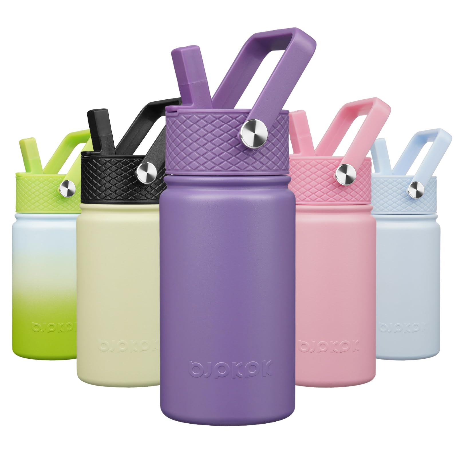 BJPKPK Insulated Water Bottle, 15oz Stainless Steel with Straw Lid