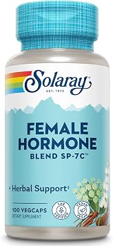 SOLARAY Female Hormone Blend SP-7C | W/Black Cohosh, Dong Quai, Passion Flower, Wild Yam & More | 100 VegCaps, 50 Serv.