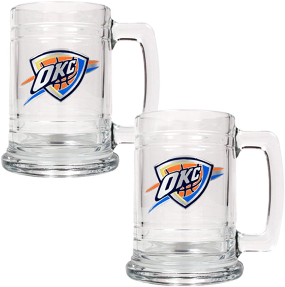 NBA Two Piece 15-Ounce Glass Tankard Set - Primary Logo