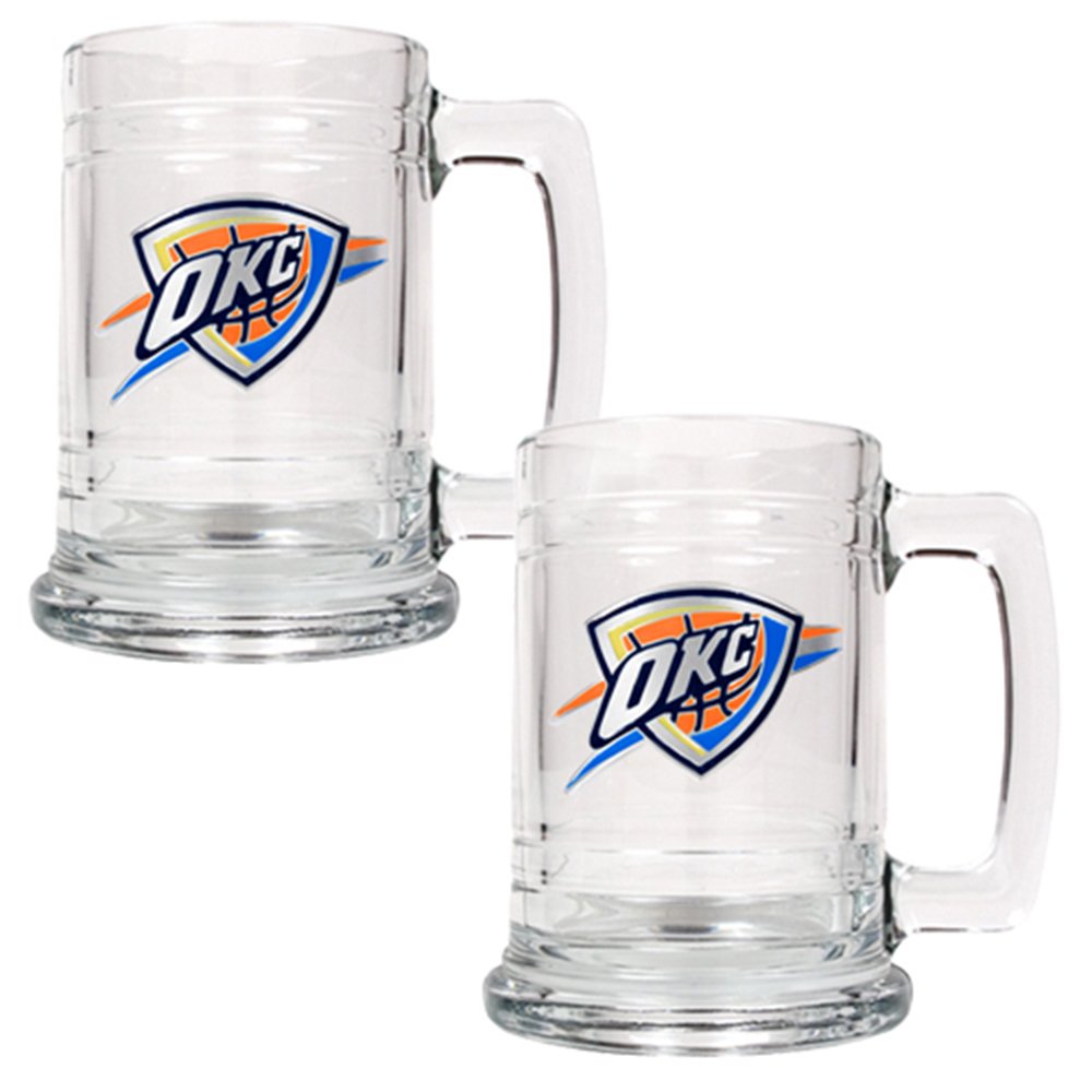 NBA Two Piece 15-Ounce Glass Tankard Set - Primary Logo