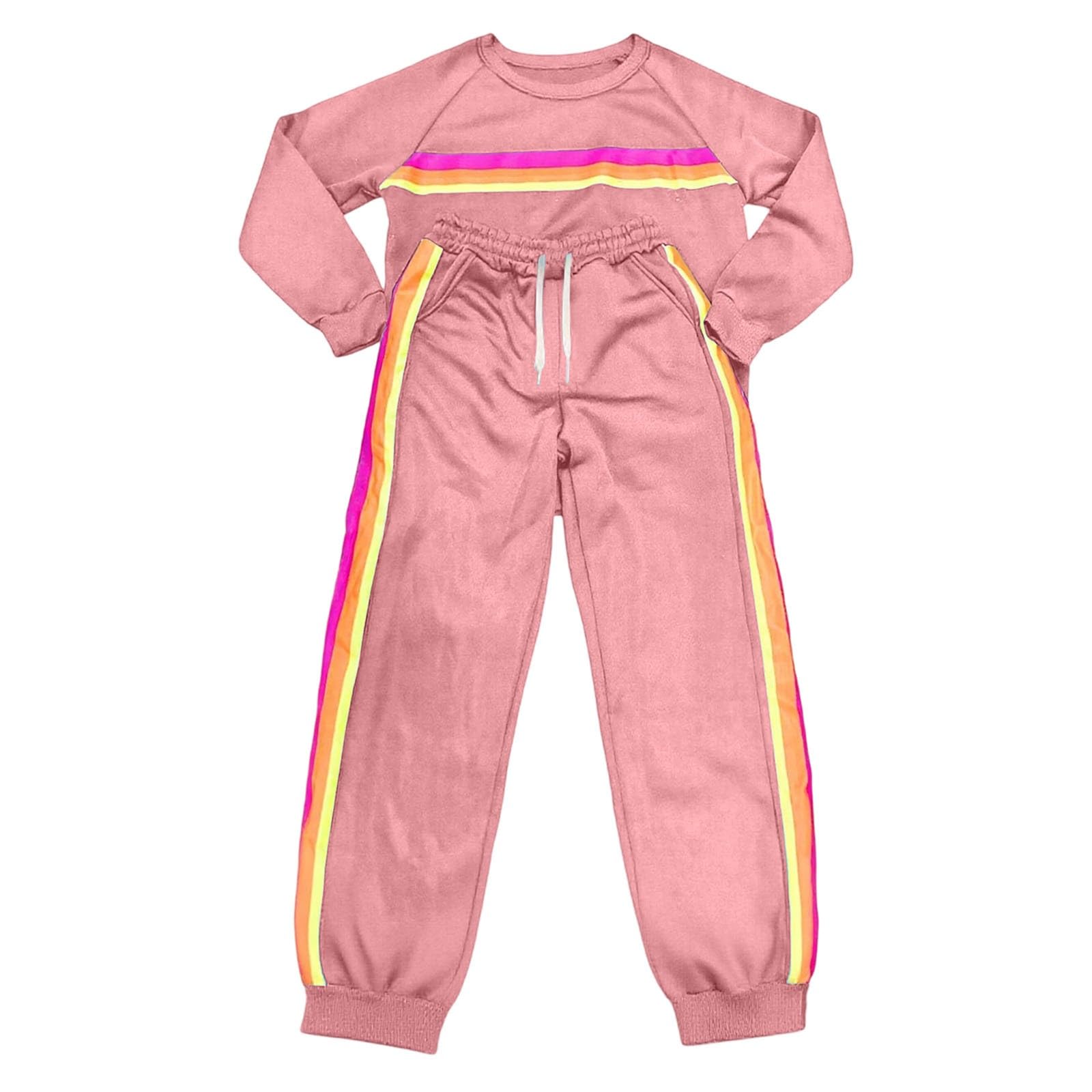 Ensemble deux pièces confortable avec pantalon de jogging rayé et sweat-shirt ras du cou