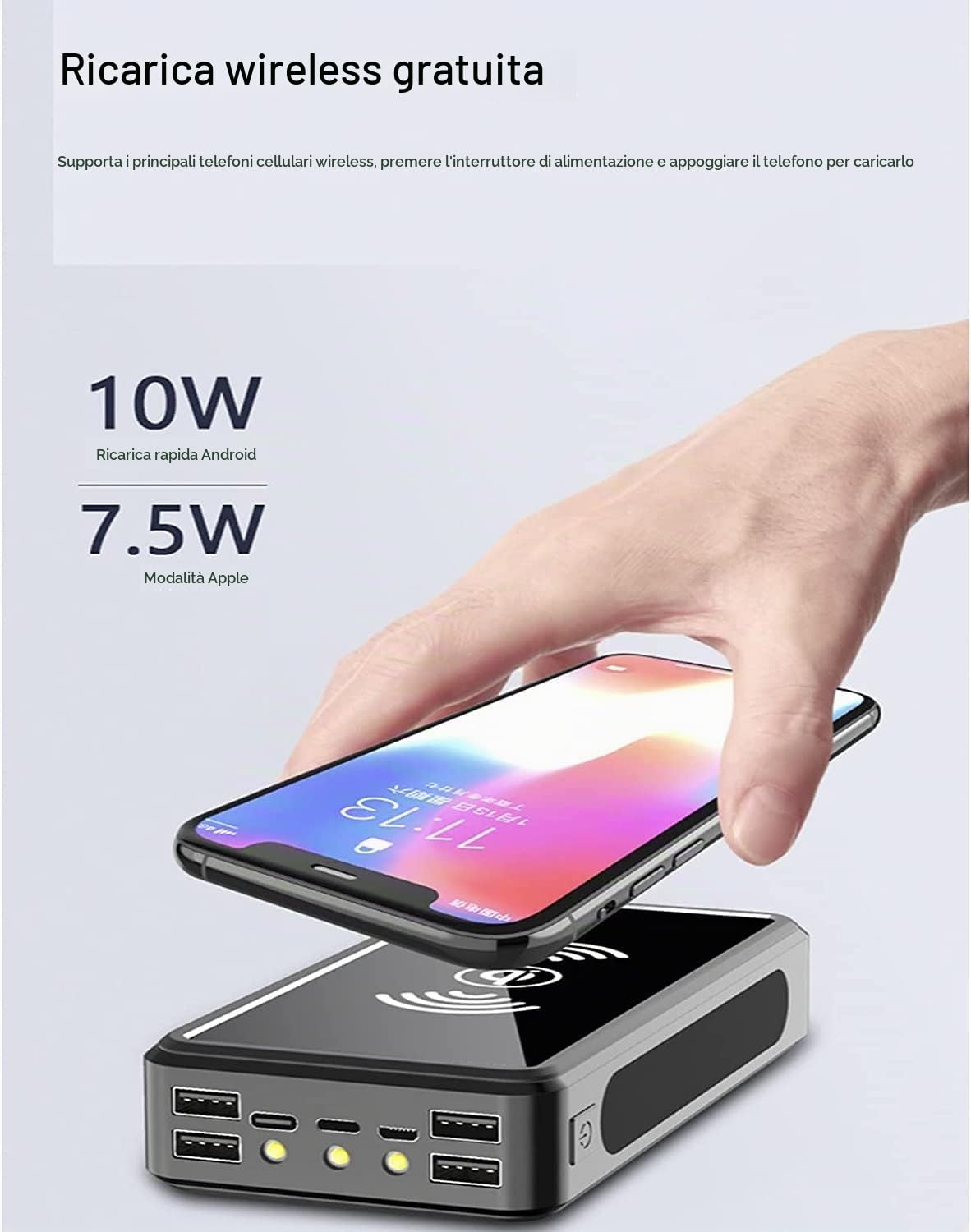 Caricabatterie Solare 100000mAh Power Bank Portatile Caricabatterie Di Ricarica Ad Alta Velocità Batteria Di Sostegno Esterna Capacità Enorme Per Smartphone, Tablet, Console Di Gioco, Fotocamera ( Col
