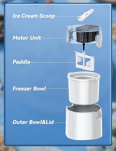 Miniatura 6 de Máquina de helados, máquina de helado de 1.5 cuartos de galón y máquina de yogur congelado, cuenco de congelador aislado de 1.5 cuartos de galón,