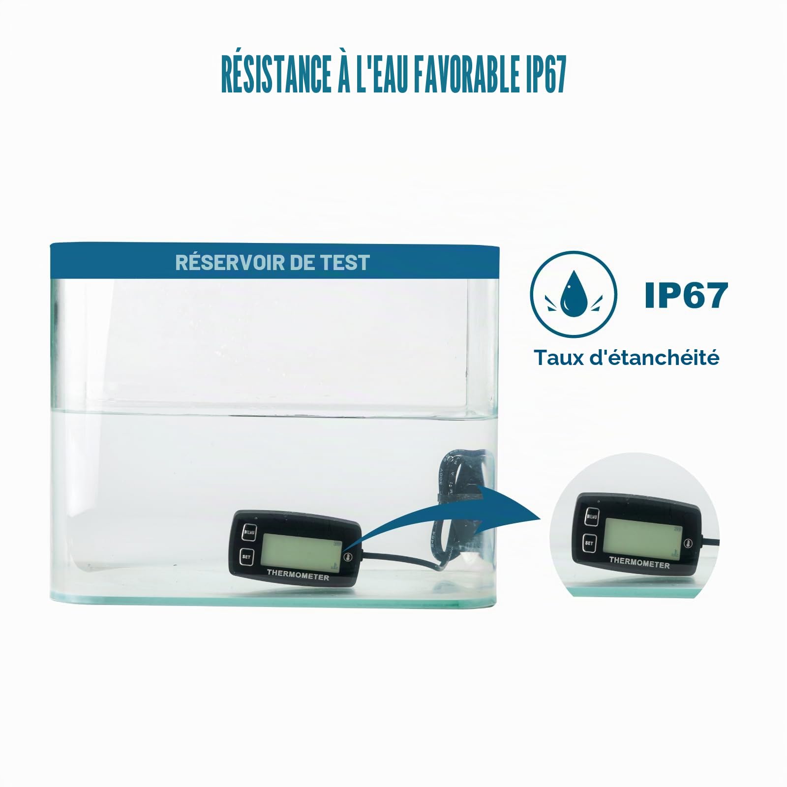 Jauge de température du moteur LCD numérique Runleader, alerte de surchauffe, rétroéclairage vert, batterie remplaçable pour moto générateur Dirtbike ATV hors-bord Motoneige marine