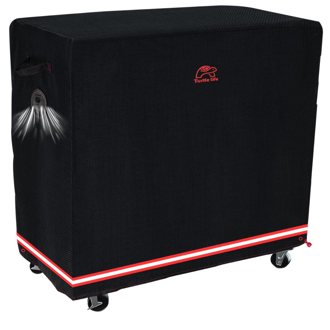 Turtle Life BBQ Grill Cover, 46 Inch Heavy Duty Waterproof Barbecue Gas Grill Covers for Flat Top Griddle, No Fading Within 2 Years, Black