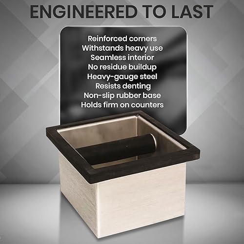 Miniatura 5 de Rattleware Caja de acero inoxidable de 6 x 5.5 x 4 pulgadas Contenedor de café molido de alta resistencia con barra soldada Caja de café