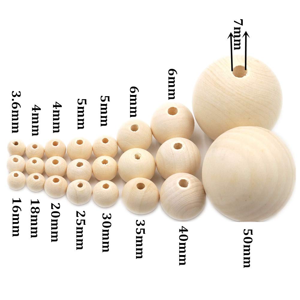 Natural Round Wood Beads Wooden Spacer Loose Beads for Macrame Garland DreamCatchers DIY Wood Craft Supplies Home Decor(30mm 50pcs) - Image 2