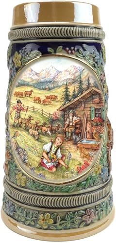 0.55 L OktoberfestHaus "Frühling" (Primavera) In Germany Beer Stein (#1 en la colección de cuatro vasos) Jarras de cerveza, jarras de cerámica,
