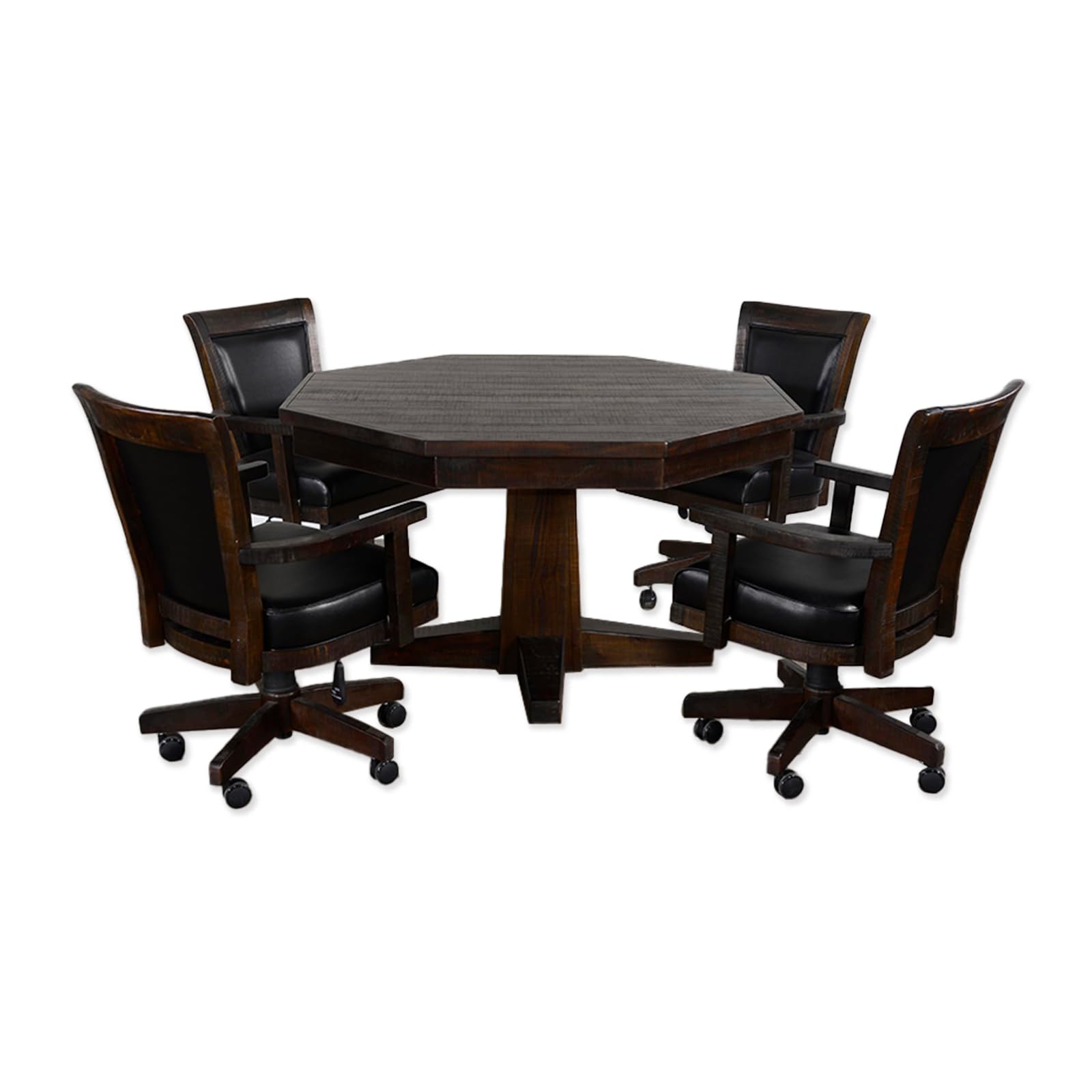Empire USA Blaze Poker Game & Dining Table Set w/ 4-6 Game Chairs (Smokehouse Finish 6 Game Chairs)