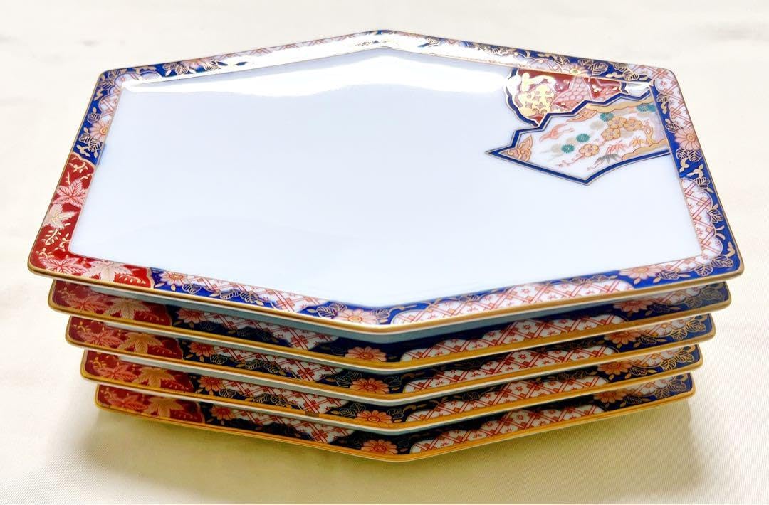 三川内焼 十四代玉泉窯 透水彫 中皿5枚 料亭 レストラン 懐石料理 2025