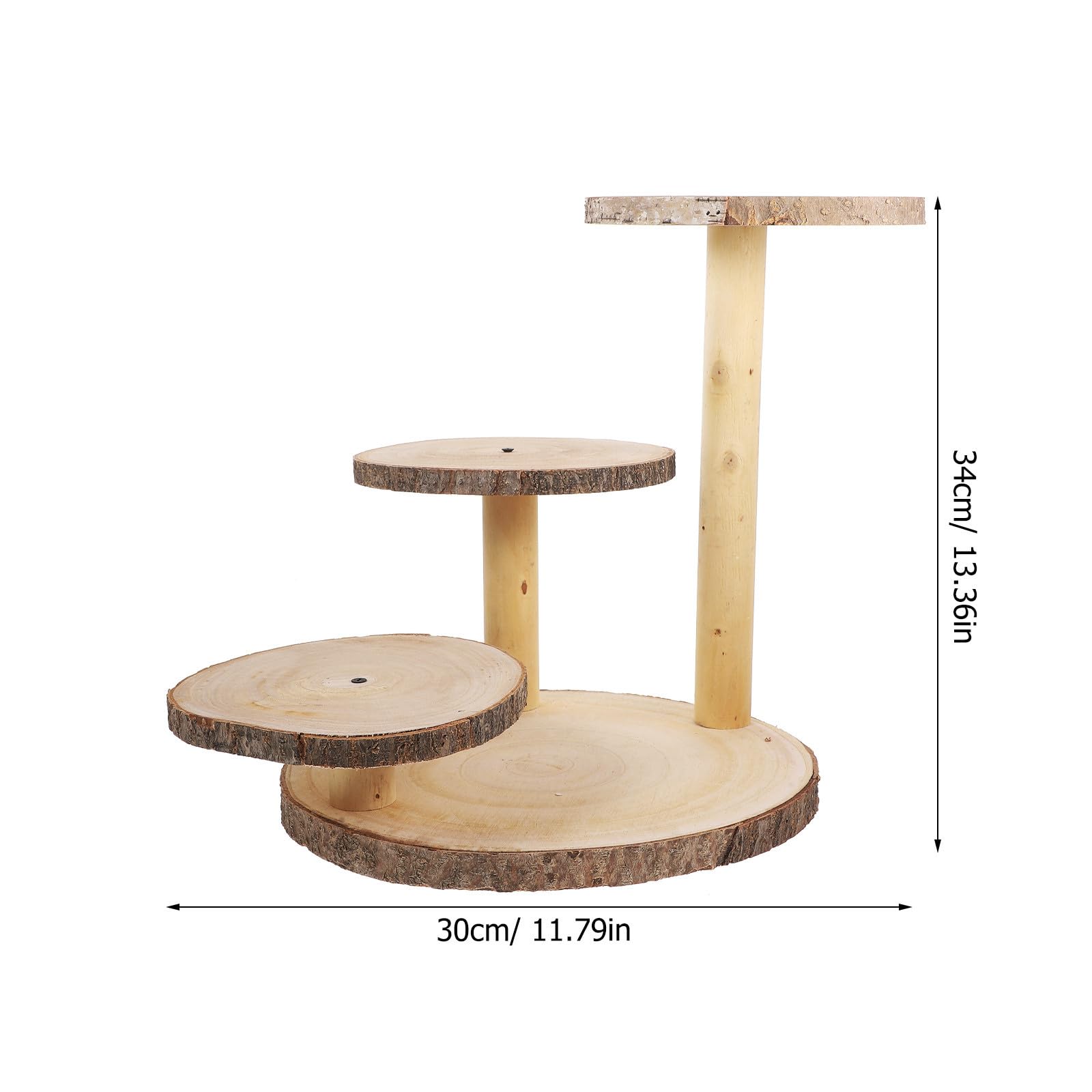 Amosfun Présentoir à Gâteaux Design Élégant et Rustique Facile à Nettoyer à 3 Niveaux en Bois pour Décorations Modernes et Traditionnelles de Mariage
