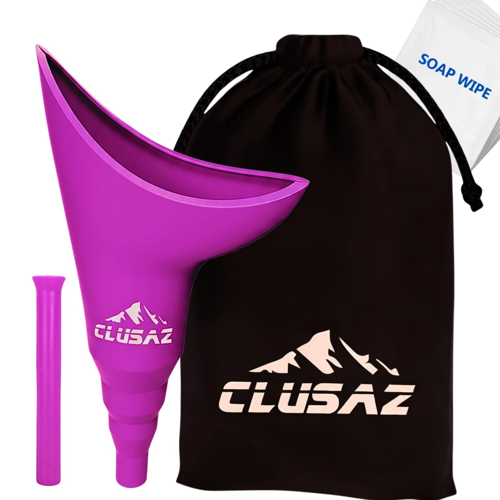 CLUSAZ Female Urination Device – Reusable Silicone Urinal for Women, Portable Urine Funnel Cup, Pee Standing Up, Outdoor Camping Hiking Concert Travel Festivals Essential Toilet Kit