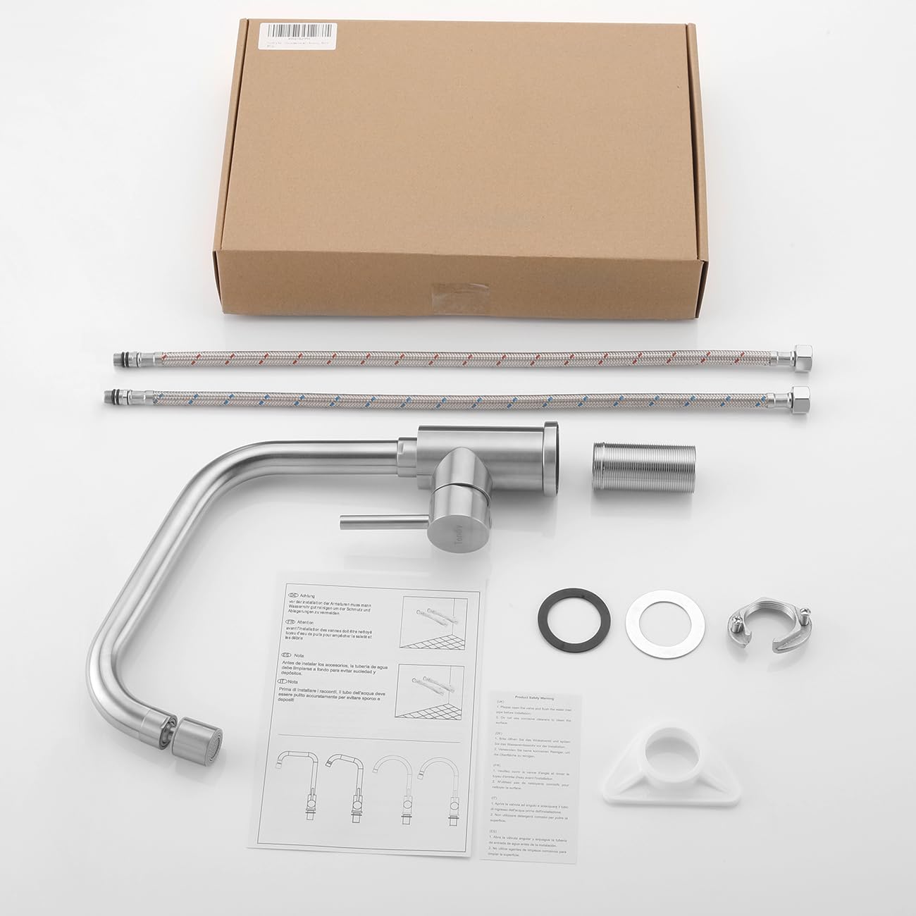 Grifo de Cocina con 2 Modos, Mezclador para Fregadero con Rociador de Caño Giratorio, Grifería Monomando de Acero Inoxidable 304, Agua Fría y Caliente, Aireador Extraíble