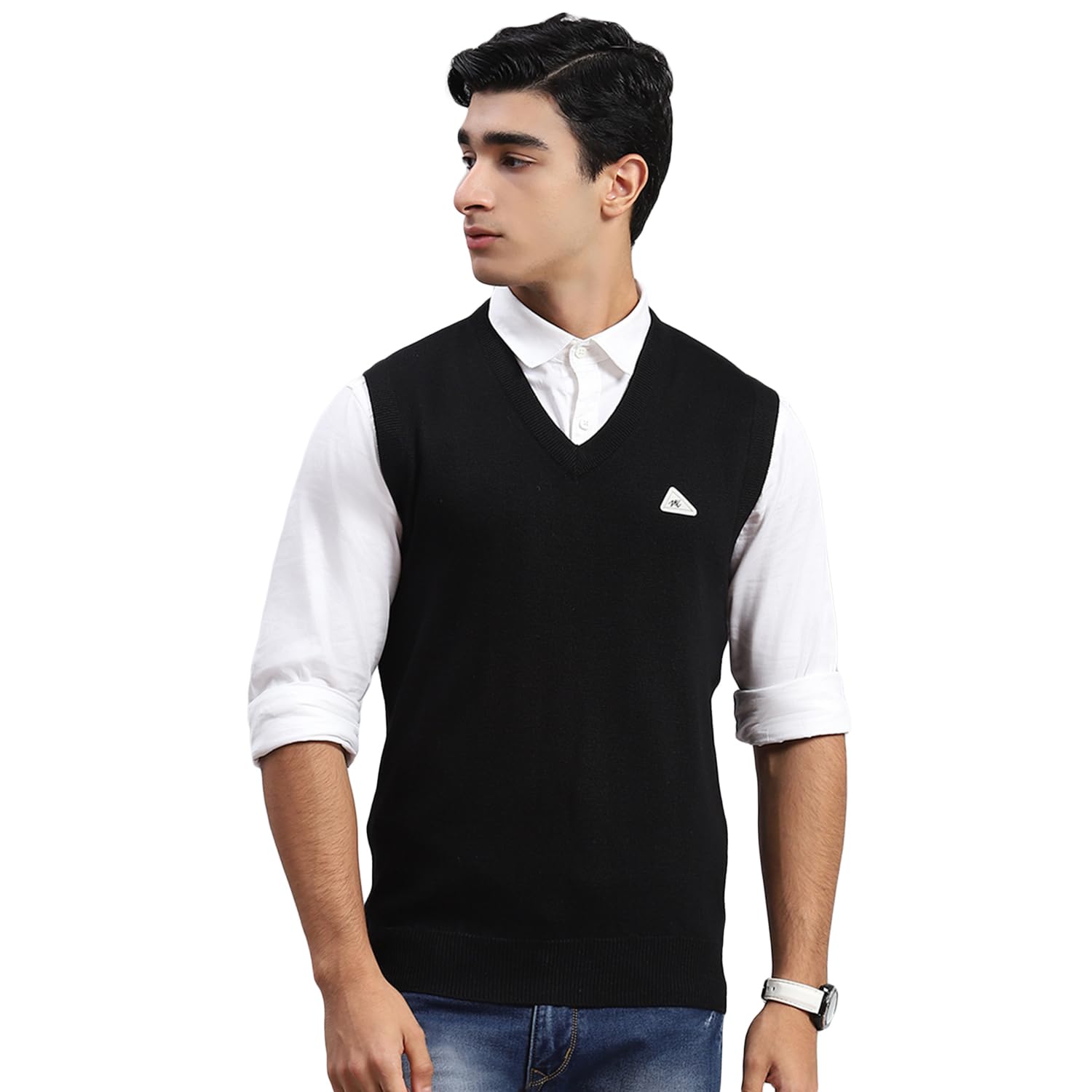 Men's Wool Sleeveless Sweater | V-Neck | Regular Fit| Solid Pattern |Warm & Stylish Pullover Cardigan for Men
