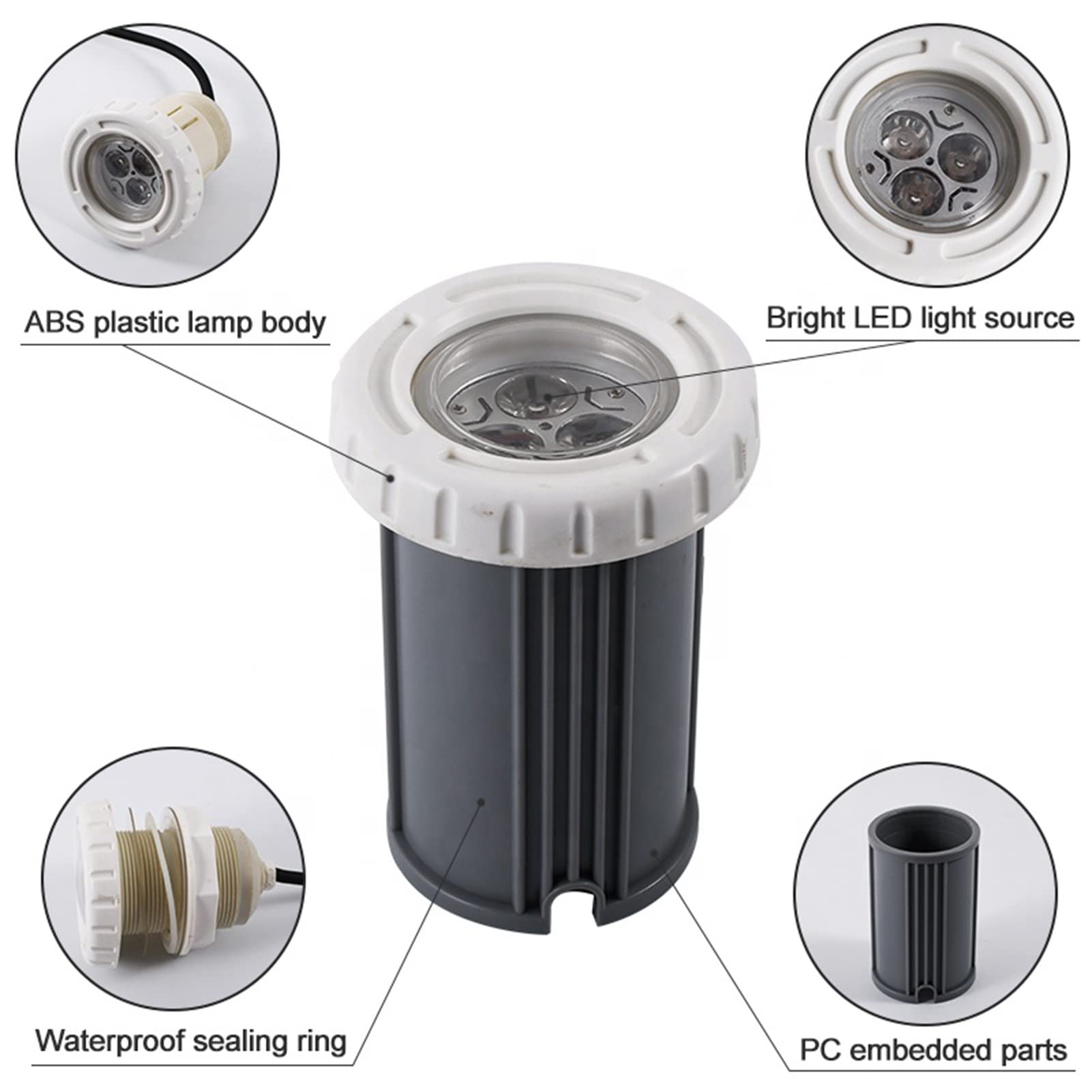 Faretto LED per Piscina 3 Pack, 3w ABS IP68 Impermeabile 12V Luce da Incasso Piscina (Natural)