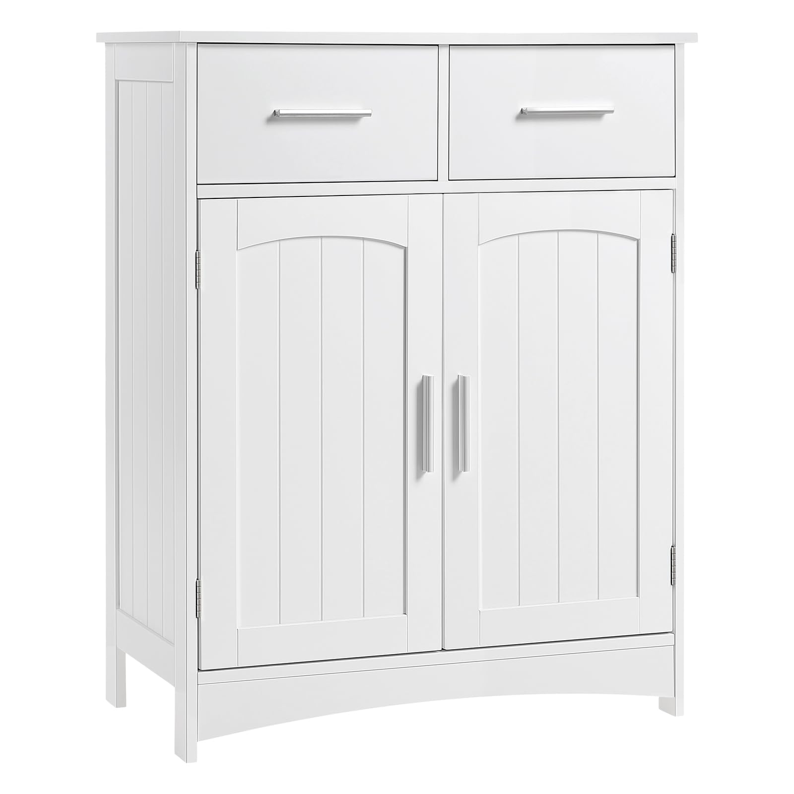 EUGAD Badezimmerschrank Badschrank Beistellschrank Kommode Mehrzweckschrank, mit 2 Schubladen Doppeltür, verstellbare Ablage, aus MDF, Weiß, 60x76x30 cm