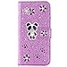 Produktbild Miagon für Samsung Galaxy A51 Glitzer Brieftasche Hülle,3D Diamant PU Leder Case Kartenslots Ständer Strass Wallet Flip Cover,Panda Lila