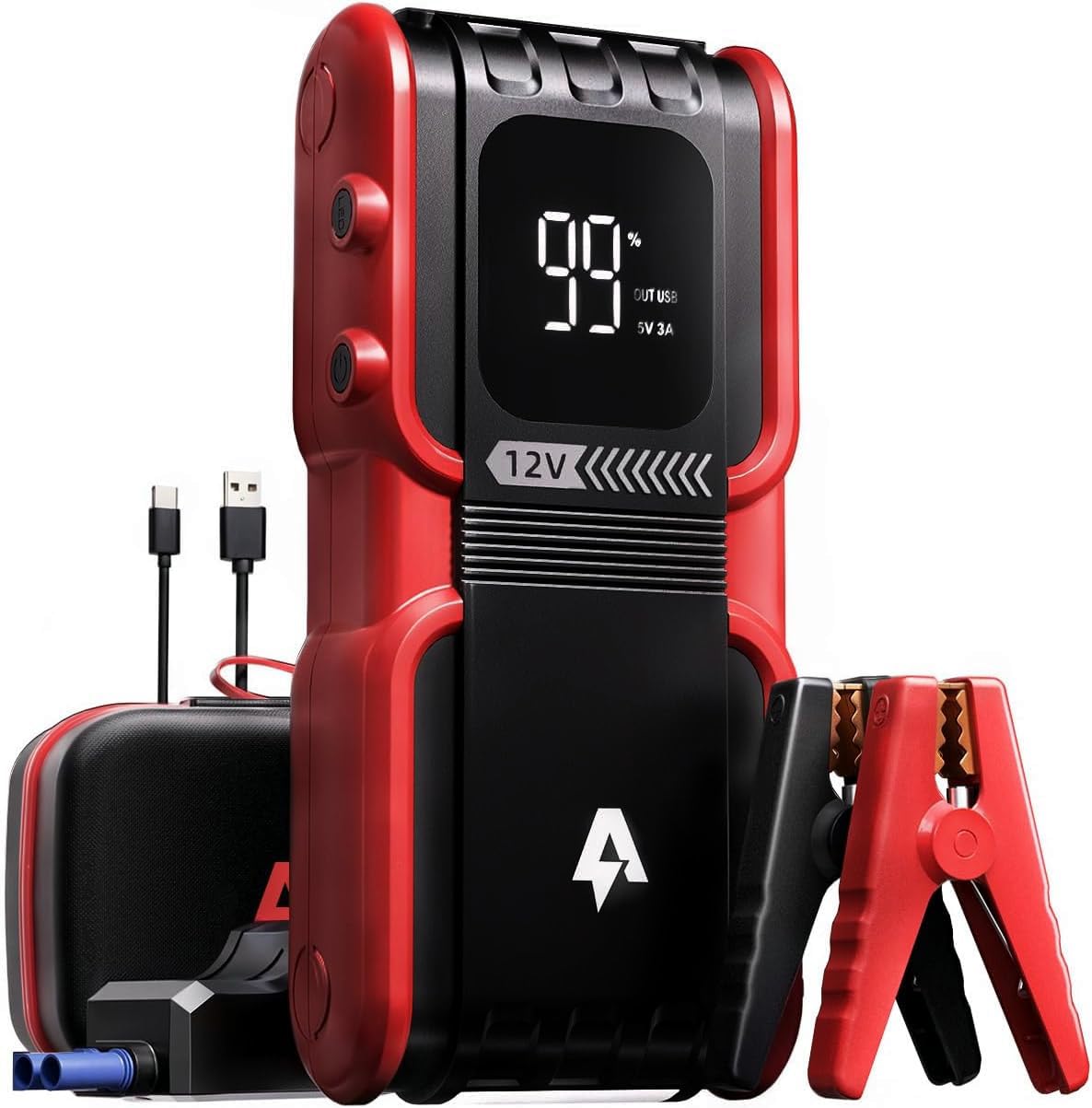 Andeman 4000A Jump Starter with 20000mAh Power Bank, Portable Car Battery Booster Pack, Type-C Quick Charge, 12V Lithium Jumper for up to 8L Gas/7L Diesel Engines, EP-166
