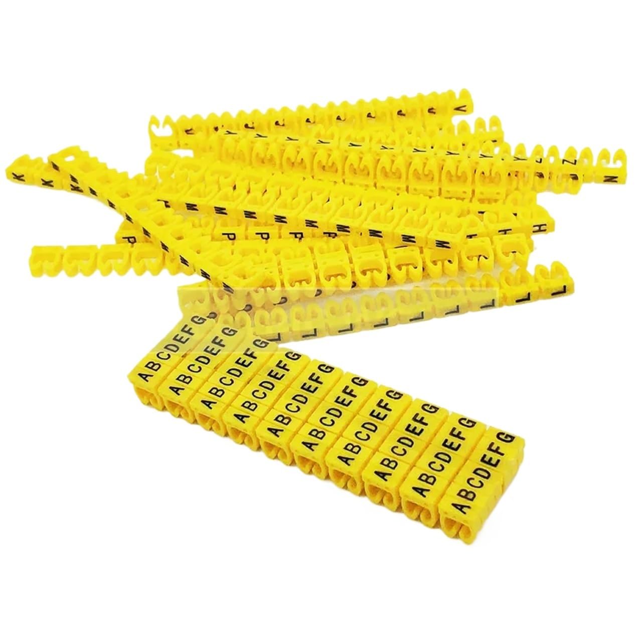 Etiquetas Para Cables Clip de plástico tipo C en etiqueta de marcador de cable Marcador de cable EC-0 alphabit AZ Tamaño del cable Marcadores de cable de plástico amarillo de 1,5 mm cuadrados(M-0-plas