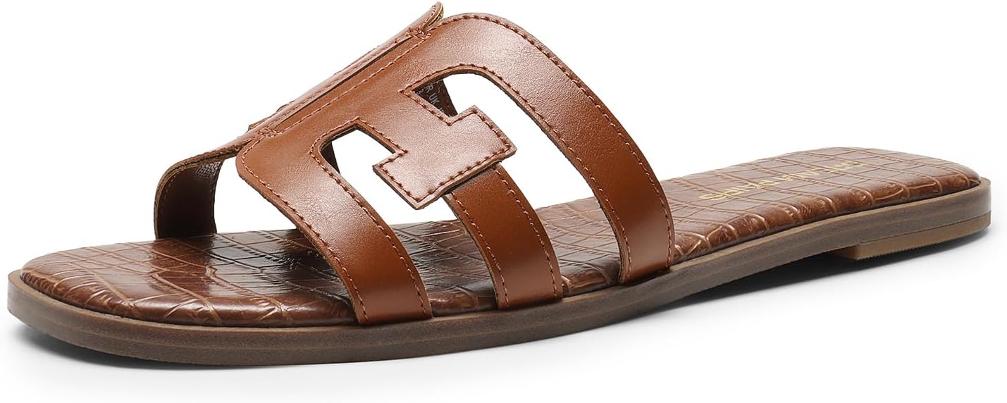 Womens slip-on open toe flat sandals for summer beach wear