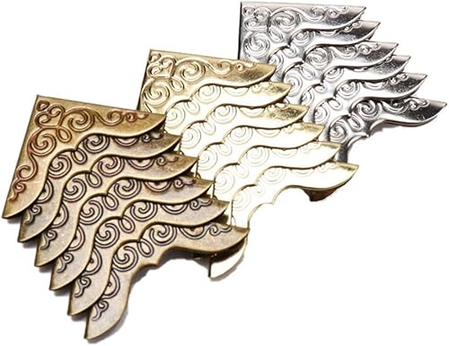 Miniatura 4 de MinLia 40pcs prácticos protectores de esquina de libro de metal bronce manualidades cuaderno marco de fotos álbumes de recortes (bronce)