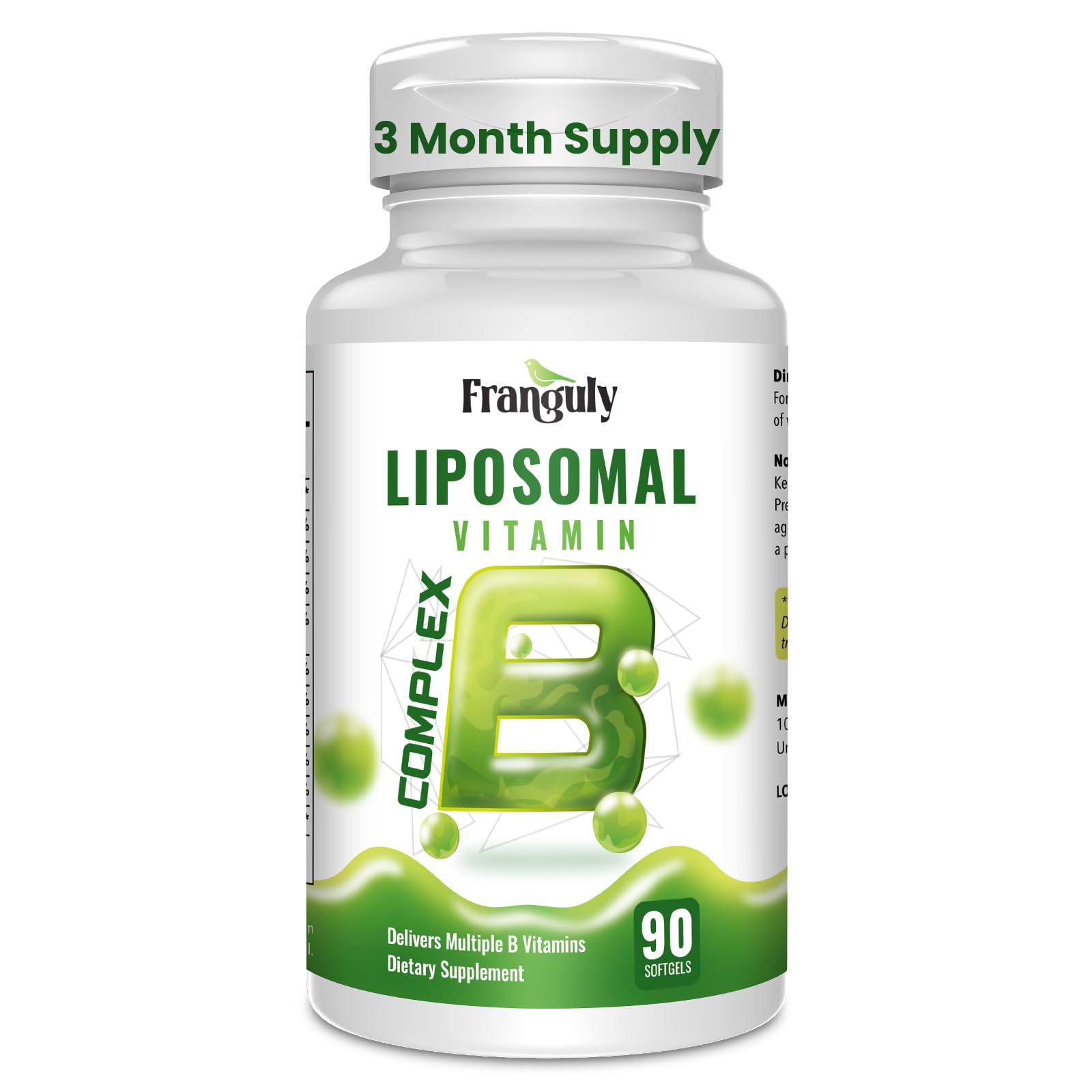 Liposomal B Complex for High Absorption Methylated B12,L-Methyfolate(5-MTHF ),Full Active B Vitamins with Choline Inositol-Energy, Metabolism,Brain & Heart Support,Vegan, Non-GMO,3 Month Supply