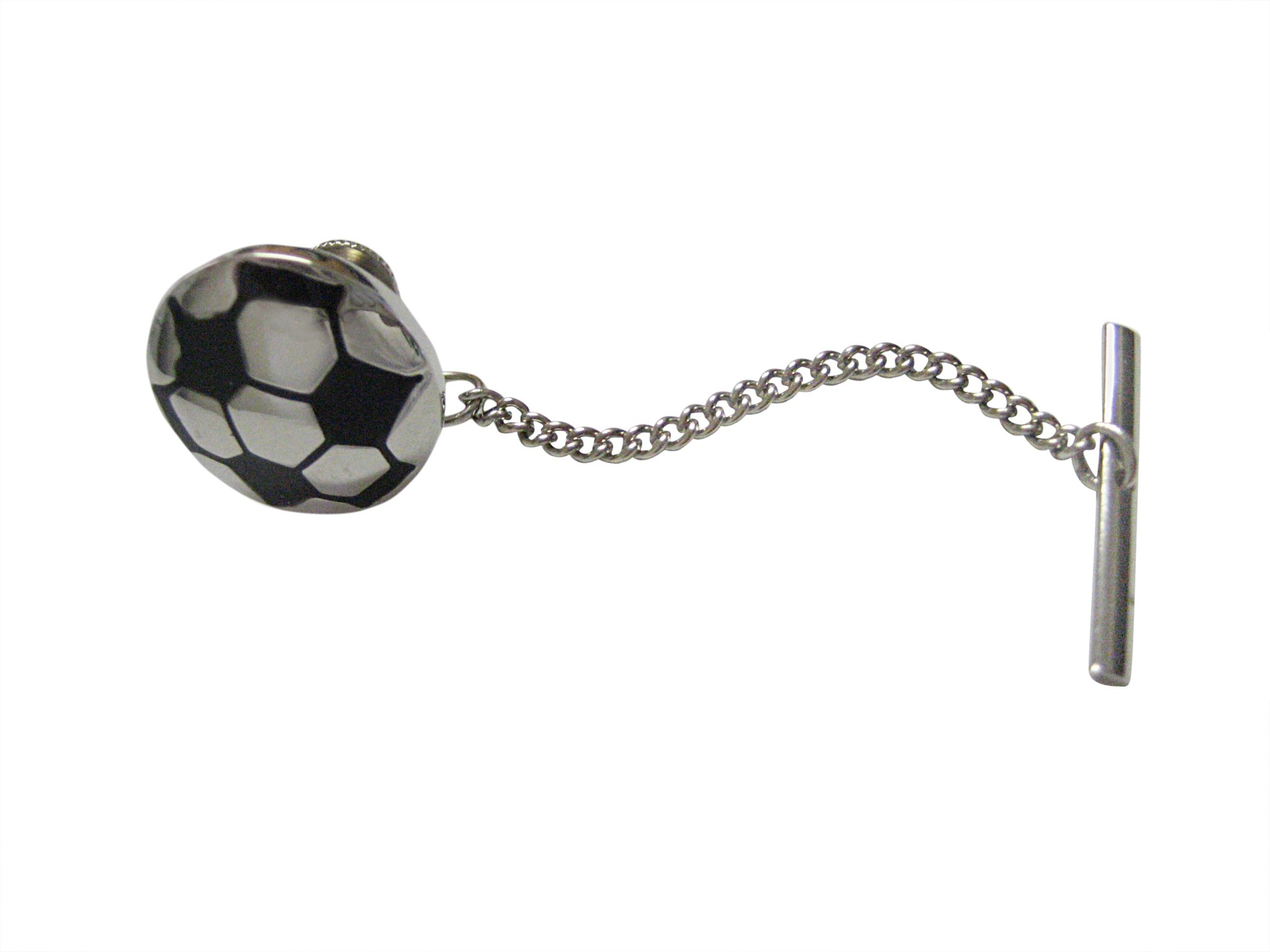 Kiola Designs Silver and Black Soccer Ball Tie Tack