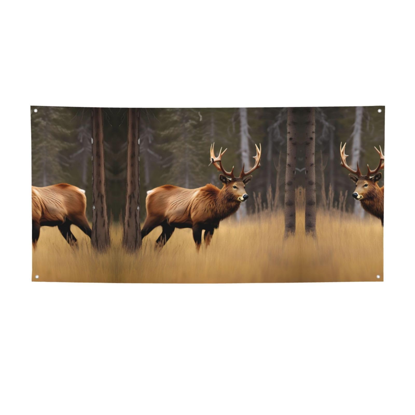 Christmas Elk Party Banner – 72.8x35.4 In, Polyester, Merry Christmas Door Hanging With Snowflakes - View #3