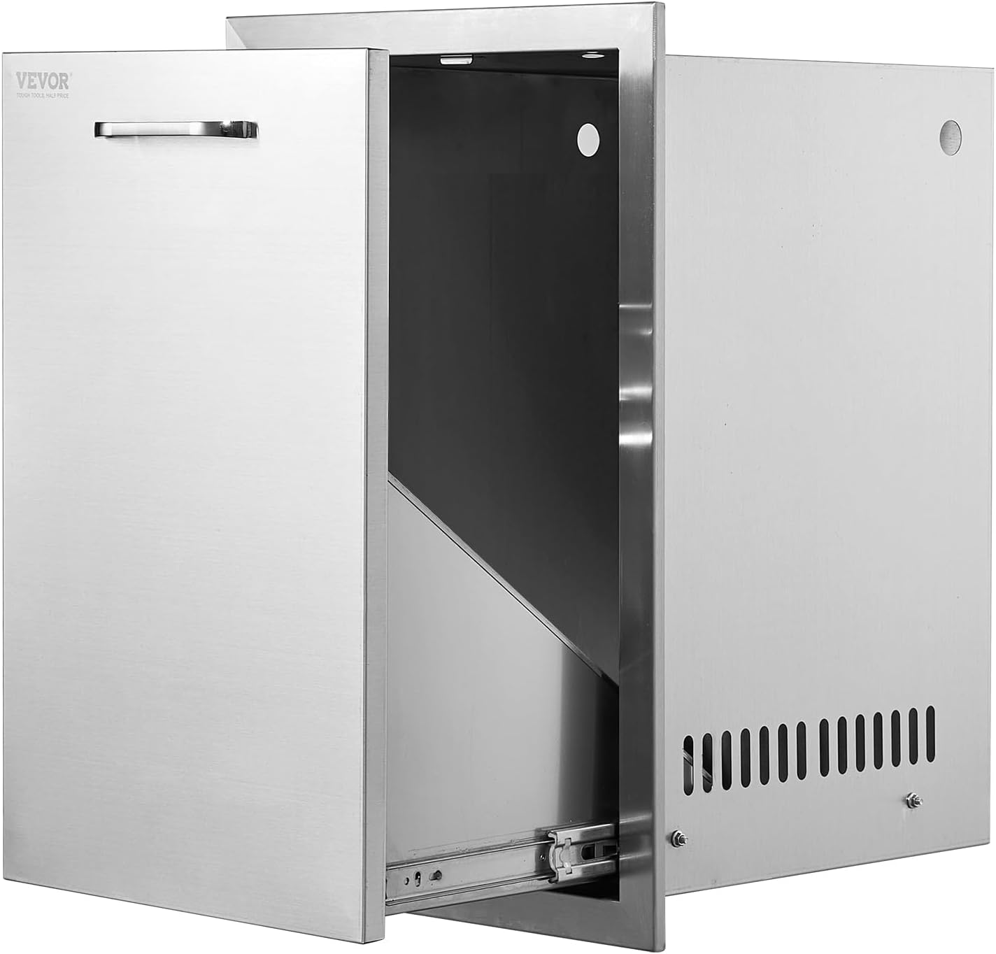 VEVOR Outdoor Kitchen Trash Drawer 16Wx22Hx16"D, Propane Tank Drawer, Stainless Steel Pull Out Trash with Handle, Outdoor Kitchen Cabinets Can Pull Out, BBQ Island Bin, Outside Trash Can Drawer