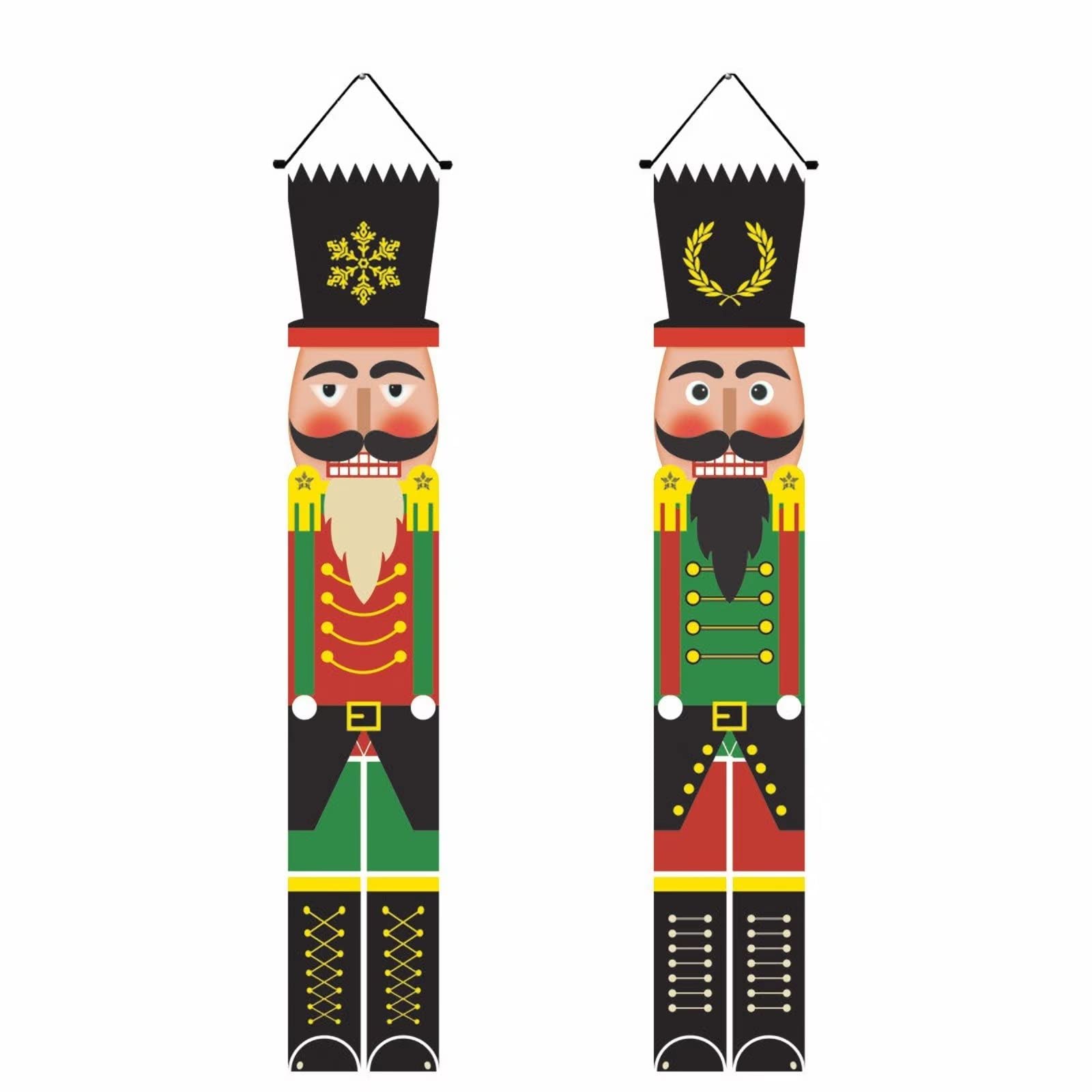 2 Pieces Nutcracker Christmas Decorations - Welcome Sign for Porch Front Door Indoor Outdoor - Soldier Model Nutcracker Banners for Wall Fireplace Bedroom Garden Party Holiday Home Kids Decor