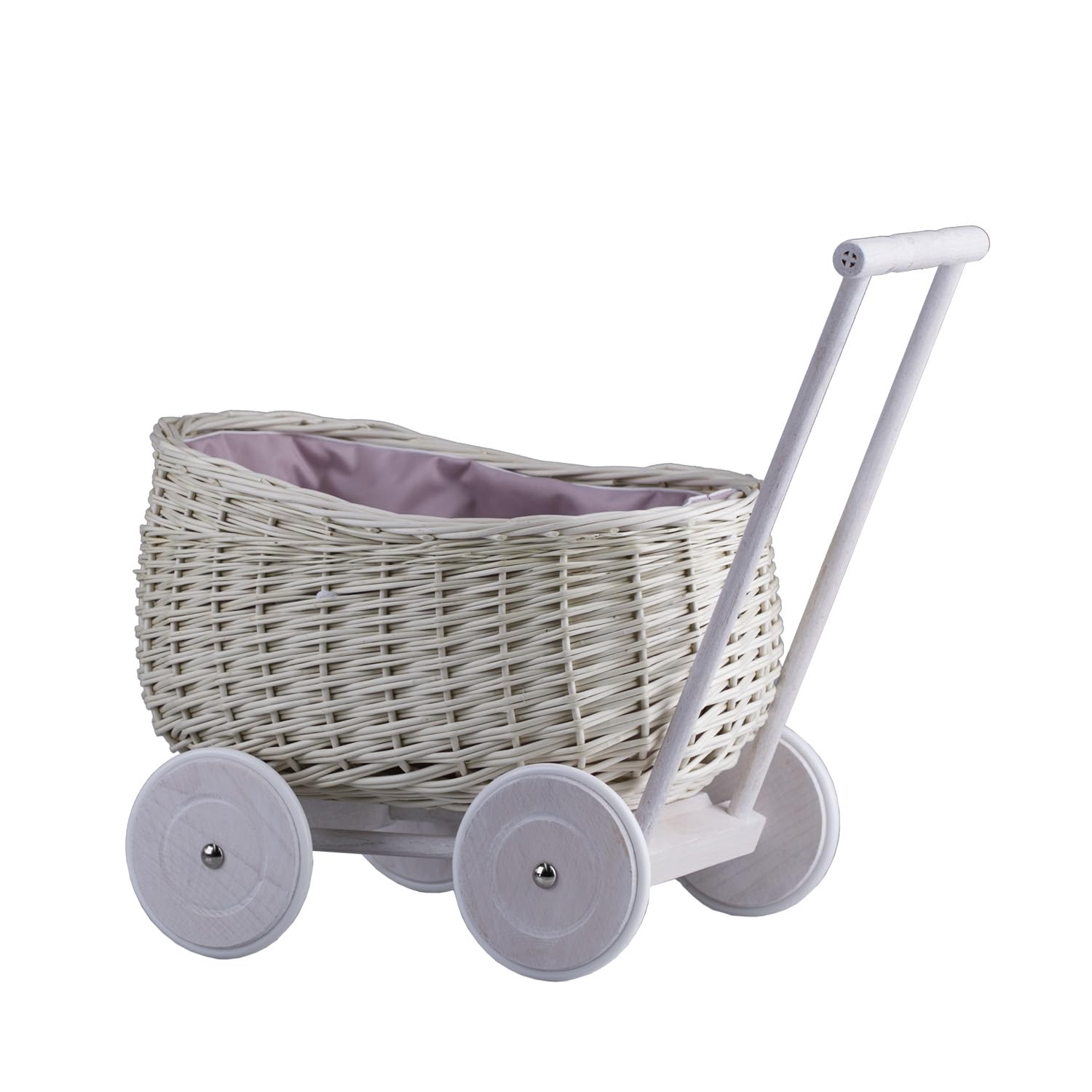 Carrello in vimini, ideale come regalo per ragazzi e ragazze, giocattolo in vimini (crema)