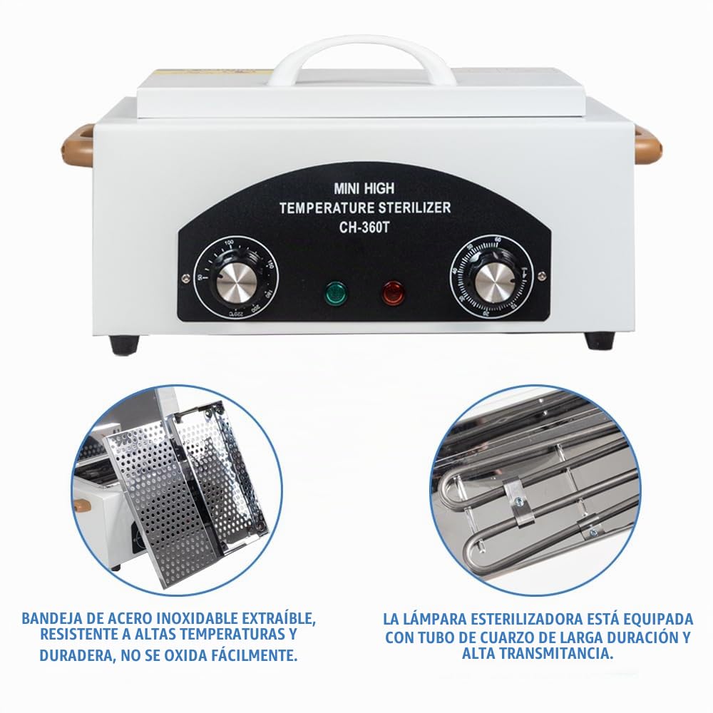 Esterilizador de aire caliente de 300 W, esterilizador de alta temperatura, esterilizador de uñas de alta temperatura, esterilizador de calor seco con temporizador para cosméticos, estudios de