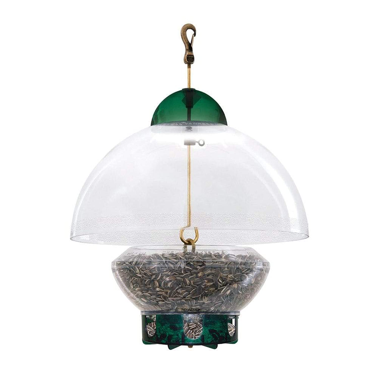 Droll Yankees BTG 031111230253 DROBTG Bird, Hanging Feeder with Adjustable Dome, Green