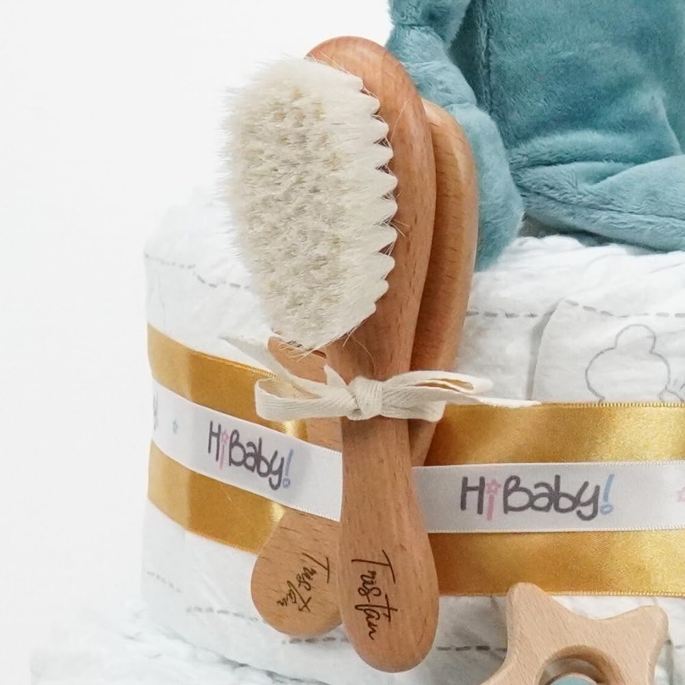 Tarta de pañales personalizada para bebé Baby Lion, Regalo Original para Baby Shower, Recién Nacido, Bautizo, Pañales D. Sensitive, Pastel de pañales