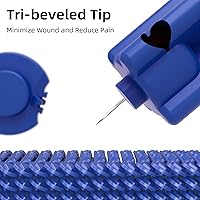 Vista 5 de Metene 310 Unidades Lancetas Estériles de Calibre 30 para Prueba de Azúcar en la Sangre, Azul Oscuro