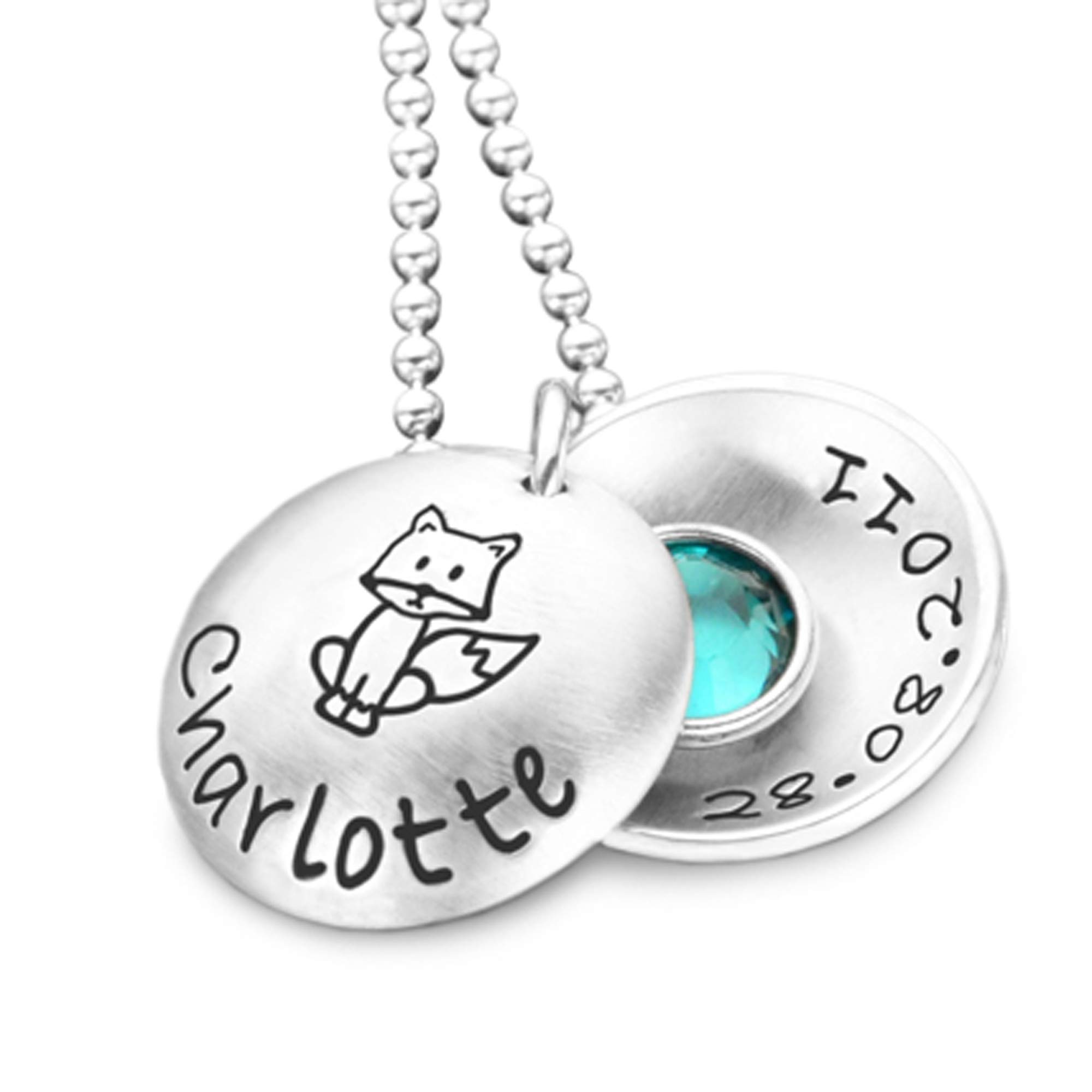 Namenskette mit Gravur SCHLAUFUCHS 925 Silber Kinderkette mit Gravur Einschulung Schulkind Junge Mädchen Schultüte Geschenk Schulanfang