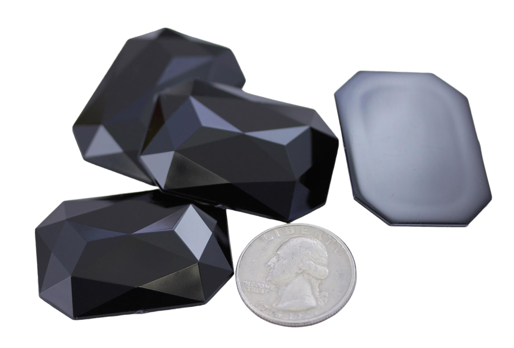 Allstarco 40x30mm Black Jet A11 Large Flat Back Octagon Acrylic Rhinestones Cosplay Costume Gems Plastic Jewels Embelishments DIY Crafts Gemstones - 4 Pieces