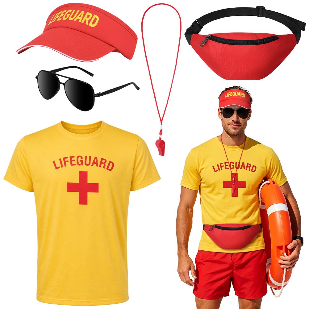 Alaoo 5PCS Life Guard Costume Accessories Set Including Clothing