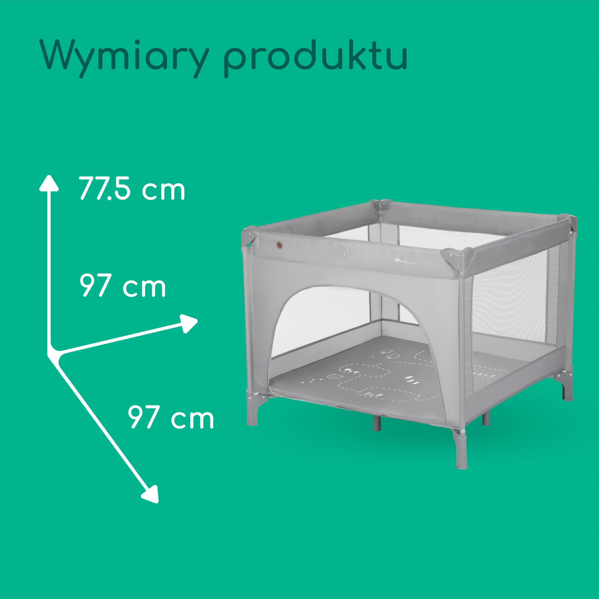 Bebeconfort Adonis, łóżeczko turystyczne 2 w 1, 0–3 lata (15 kg), kompaktowe składane łóżko, wejście z boku, duży miękki materac, torba do przenoszenia, łatwe składanie, stabilne, Mineral Gray