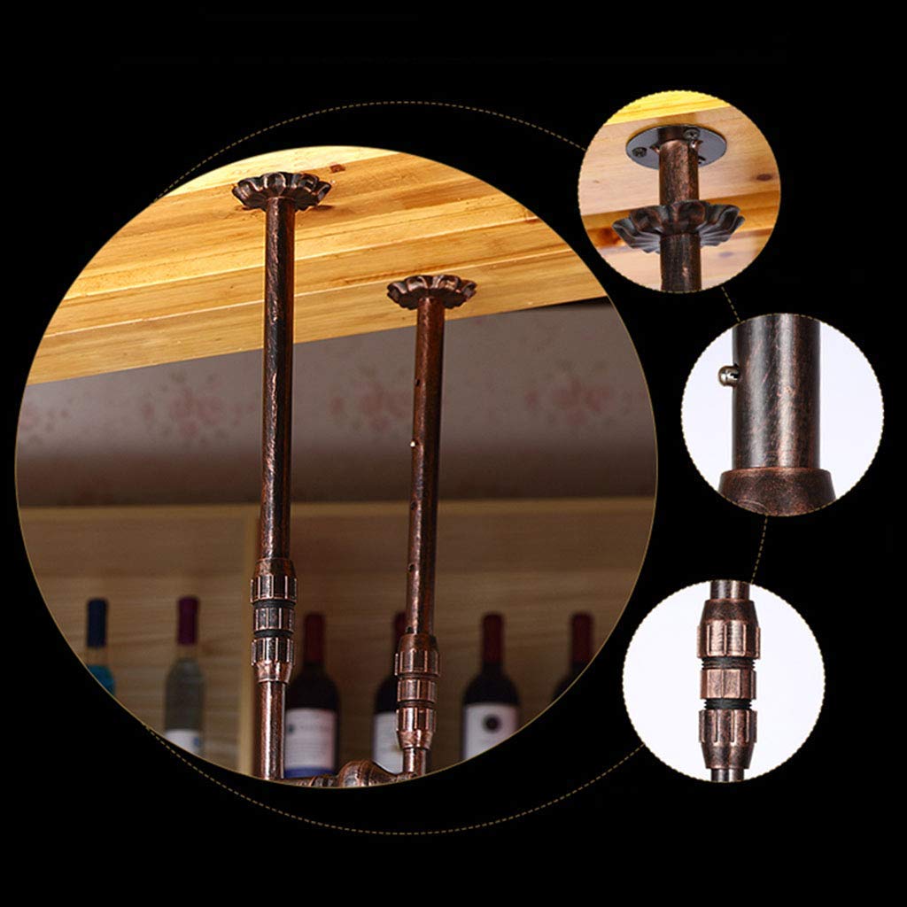 Estante para Botellas de Vino de Pared con Altura Ajustable y Soporte para Copas de Vino Colgante, Barra de Hierro Forjado, Estante Enfriador de Vino para exhibición y Almacenamiento