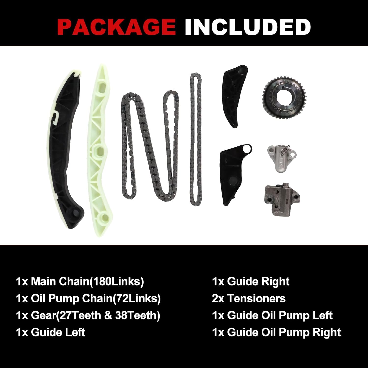 Engine Timing Chain Kit Fit for Avenger 2008-2014, Caliber 2007-2012, Journey 2009-2018, Compass/Patriot 2007-2017, Sebring 2007-2010 2.0L 2.4L Automotive Replacement Part Sets w/Tensioner,Guide Rail