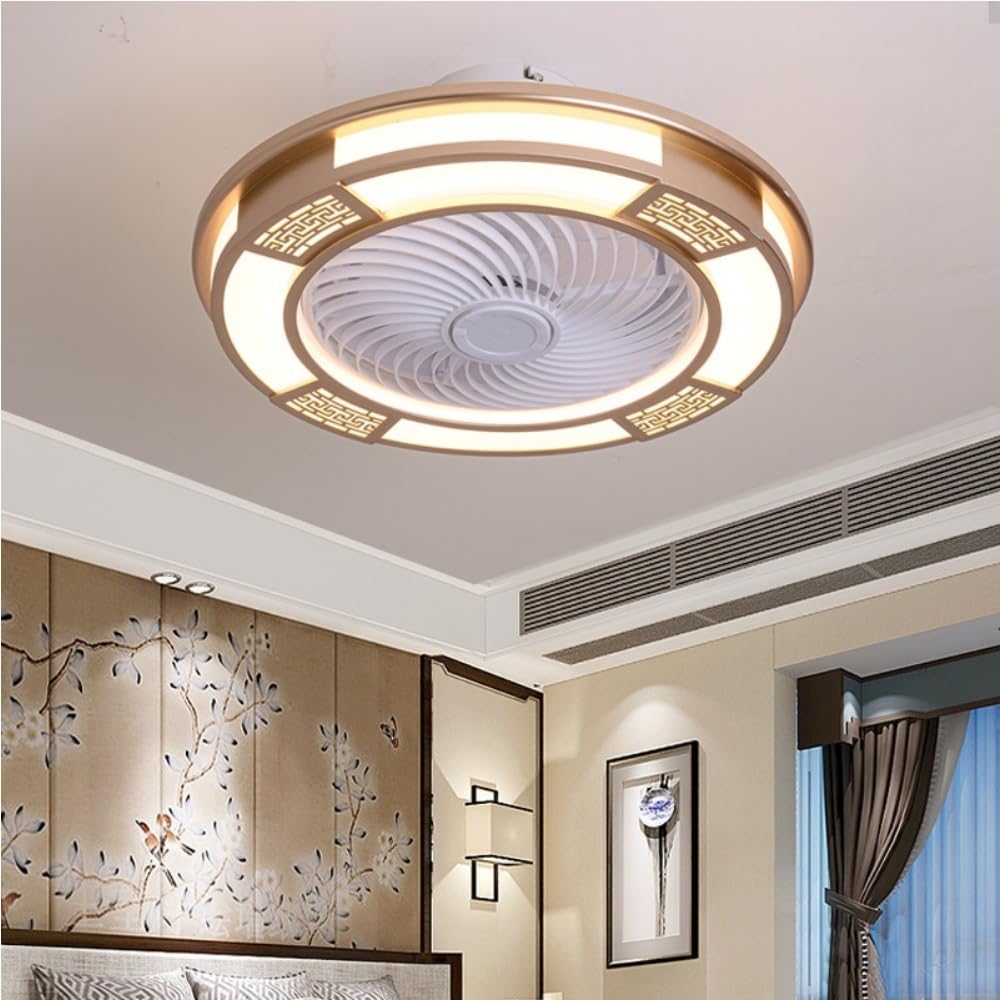 HXYSXHJUO Ceiling fan light LED Retro Illuminated Remote Control Dimmable for Bedroom/Living Room/Room 50CM (Gold)