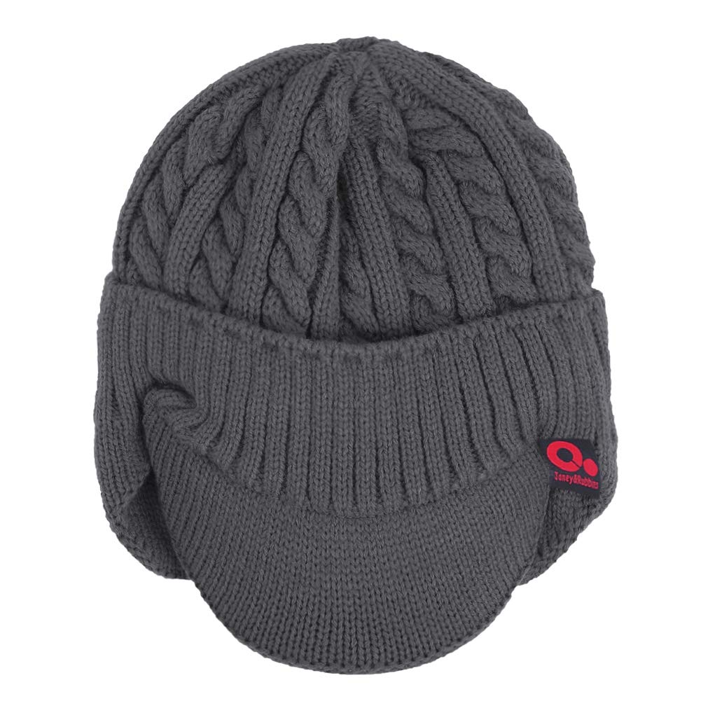 Gorro de invierno con visera y orejeras de punto con ala de punto