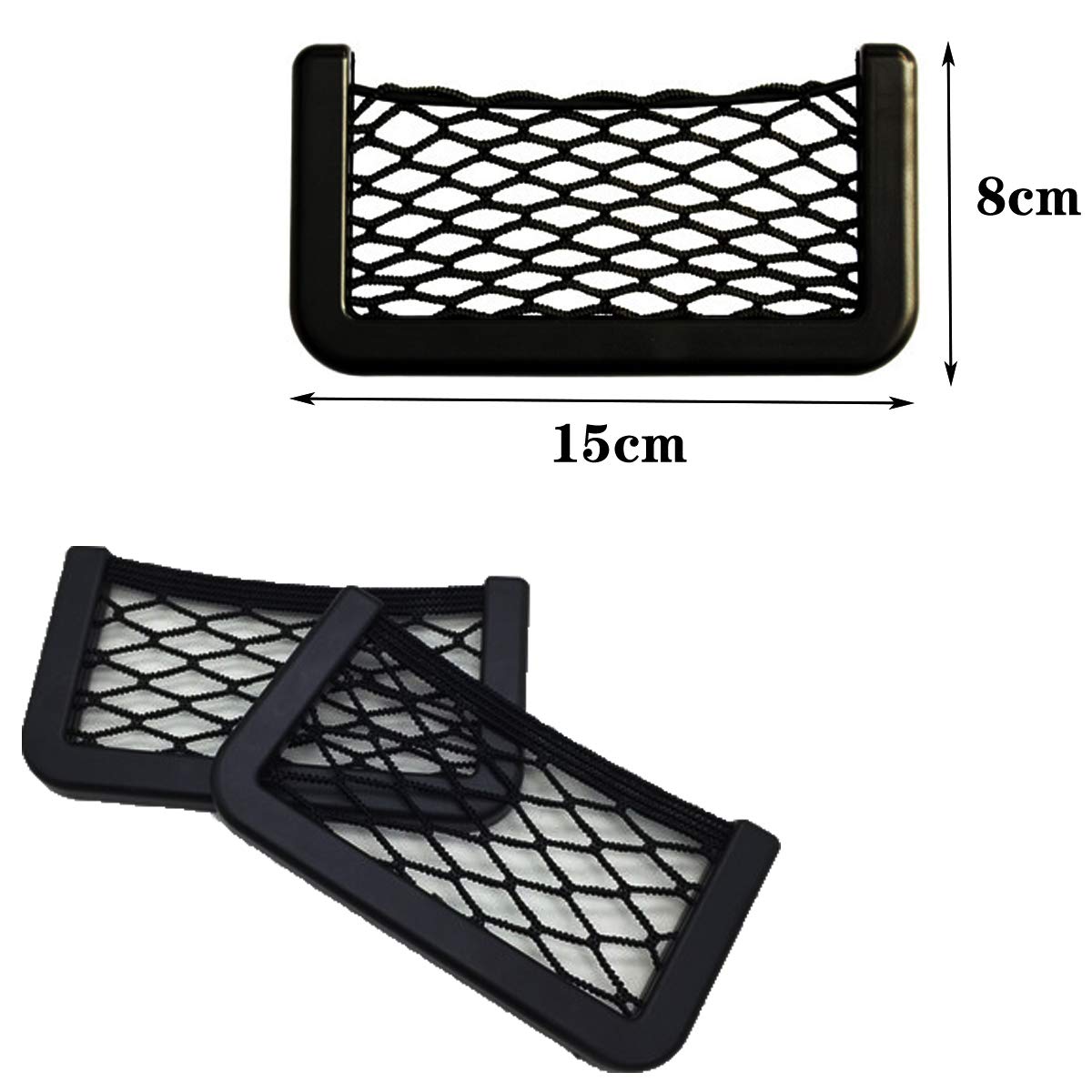 Bolsa de Malla para el Maletero del Coche Elástica Organizador 2 Unidades Bolsillo de Red de Almacenamiento 15 x 8 cm para Teléfonos Cargar, Haz tu Coche Más Ordenado.