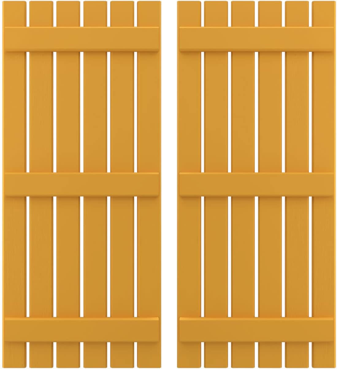 Ekena Millwork ARW401SB623X72TUH Americraft Six 3 Exterior Real Wood Spaced Board-n-Batten Shutters (Per Pair), Turmeric