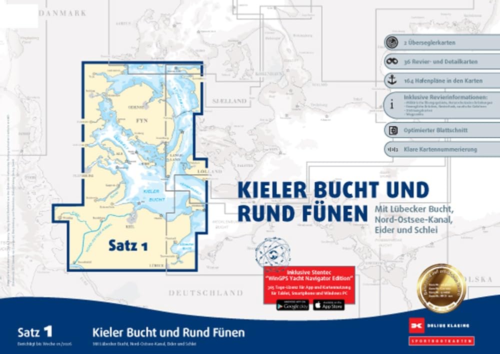 Delius Klasing Verlag Sportbootkarten Satz 1: Kieler Bucht Und Rund Fünen (Ausgabe 2026): Mit Lübecker Bucht, Nord-Ostsee-Kanal, Eider Und Schlei